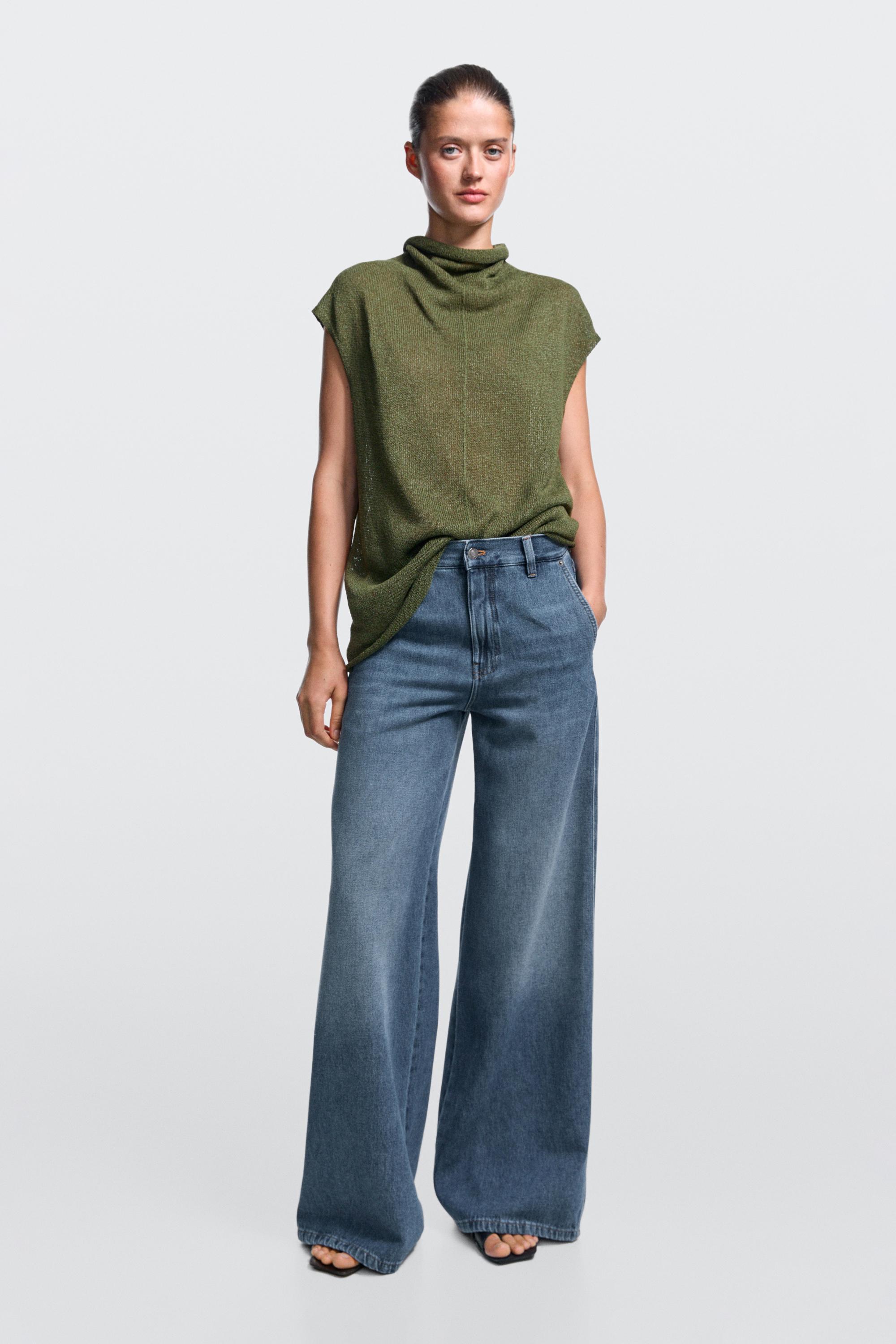 Jean wide leg taille moyenne